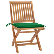 Sedie da Giardino 2 pz con Cuscini Verdi in Massello di Teak 3062438
