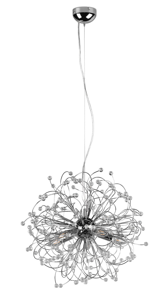 Lampada a Sospensione da Interno Attacco E14 in Metallo Cromo