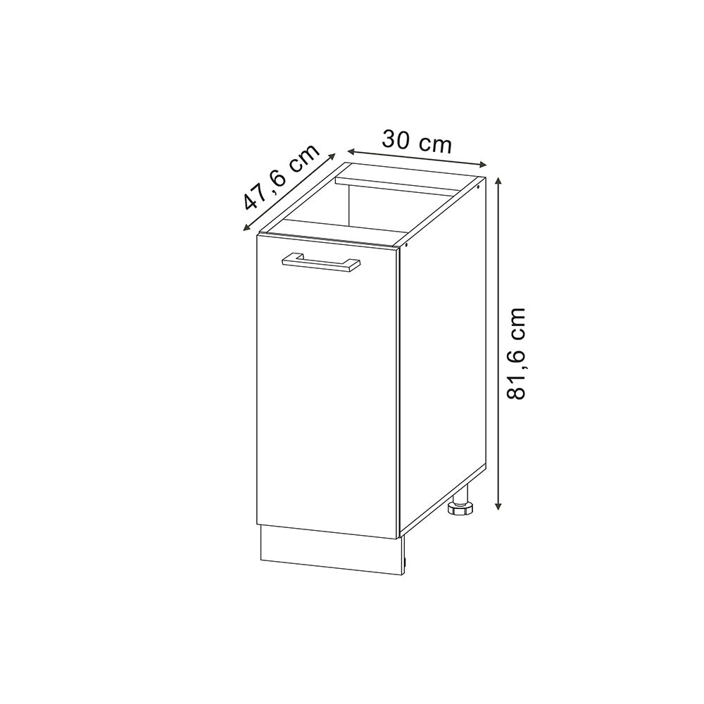 Armadio cucina dispensa alto R-Line Calce nera/Antracite 30 cm PL Marmo Vicco