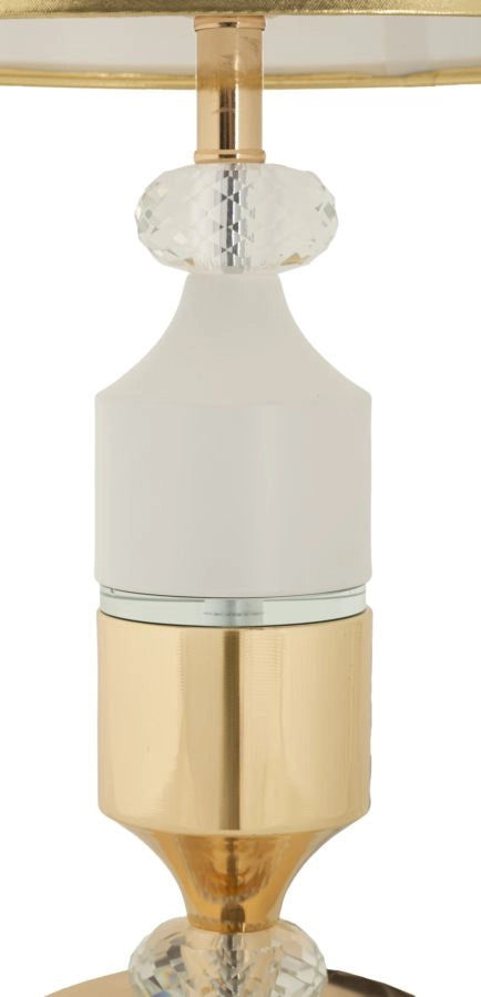 Lampada da Tavolo Gipsy Ø30x52 cm in Ferro e Tessuto Oro e Bianco
