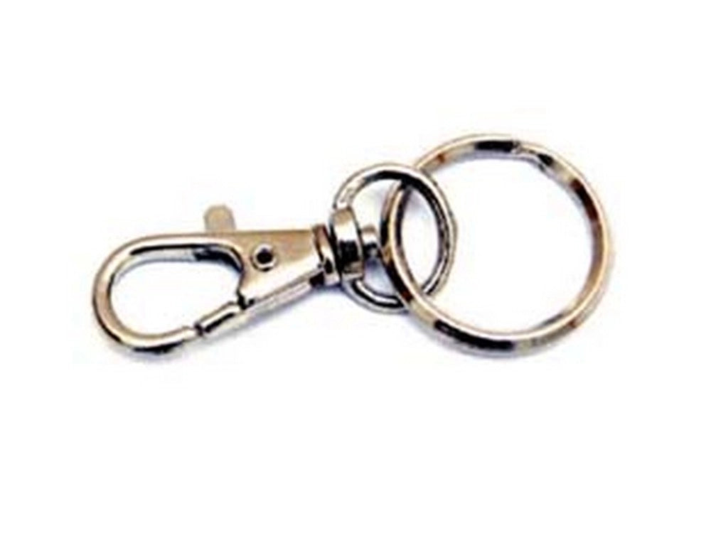 50pz moschettoni piccoli a scatto con anello girevole in acciaio nichelato - mm. cod:ferx.fer218665