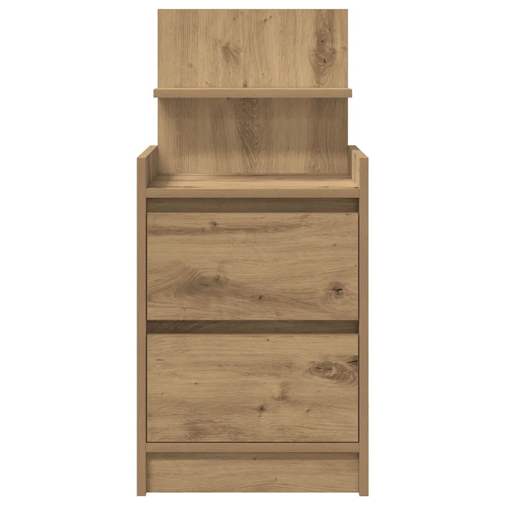 Comodino con 2 Cassetti Rovere Artigianale 38x34x80 cm