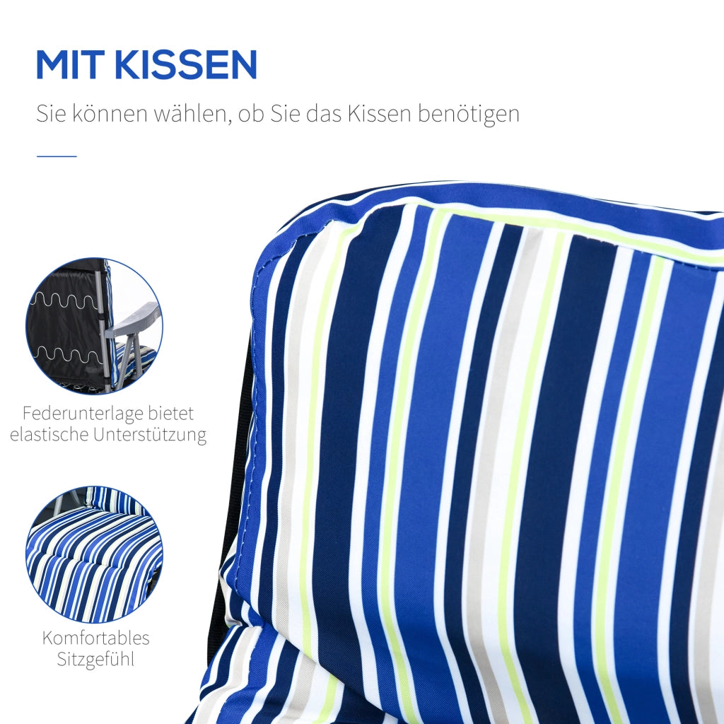Set 2 Sedie a Sdraio con Cuscini Pieghevoli ¨C Zephmum ¨C Blu Poliestere Acciaio 60x75x65-102 cm