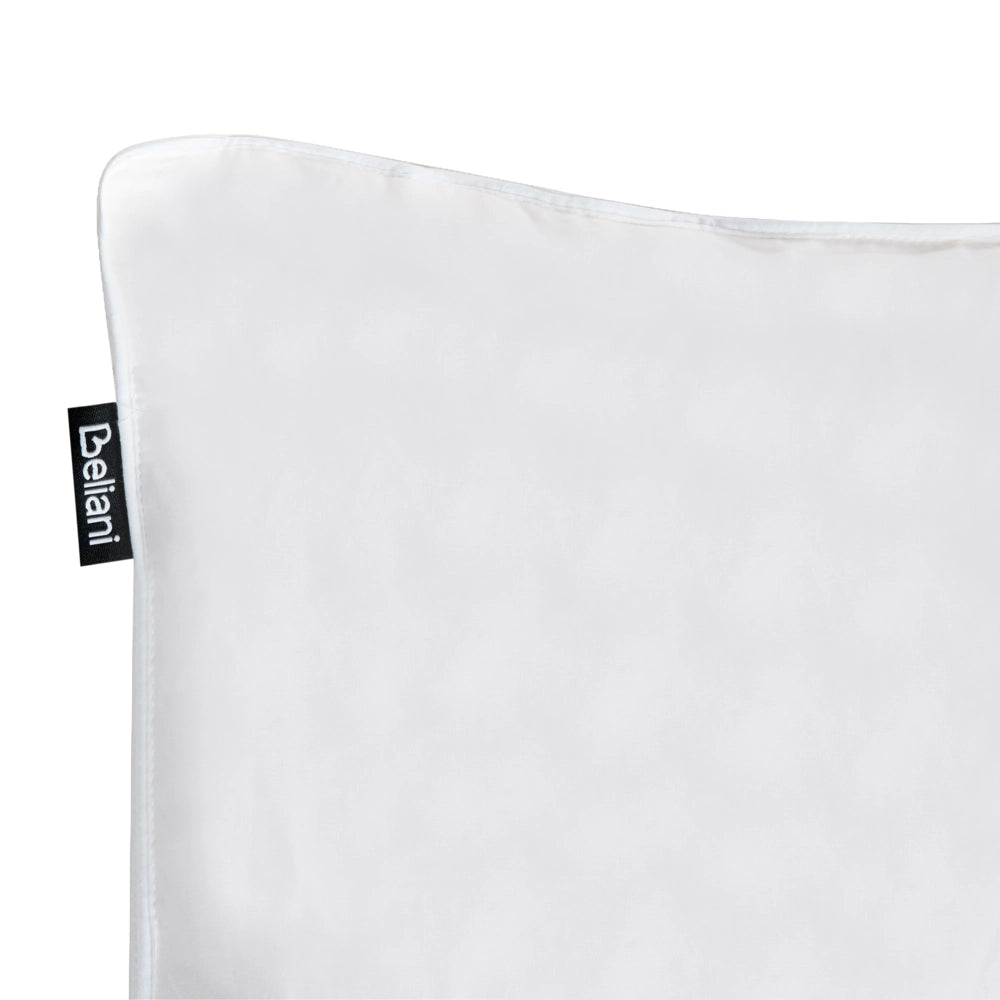 Set di 2 cuscini da letto guanciali in cotone bianco piumino d'anatra e piume 40 x 80 cm alto medio morbido