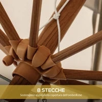 Ombrellone da Giardino a Manovella e Inclinabile, Prese d'Aria e 8 Stecche, 2.7x2.4 m, Crema