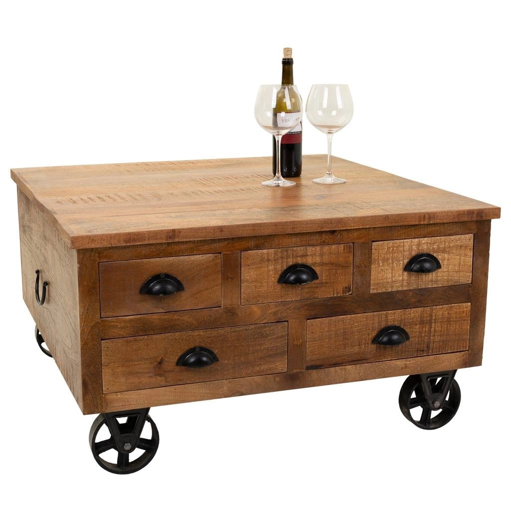 Tavolino da caffè in legno marrone 90x90x47