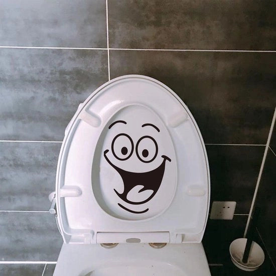 Decorazione per bagno - Sticker decorativo - Smiley - Design - Per uso interno - Nero - Impermeabile e rimovibile
