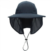 Cappello da sole unisex per attività all'aperto con visiera e cappuccio - Blu scuro