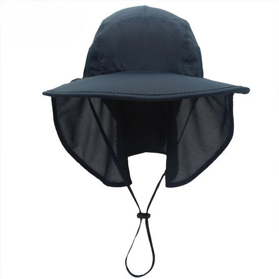 Cappello da sole unisex per attività all'aperto con visiera e cappuccio - Blu scuro