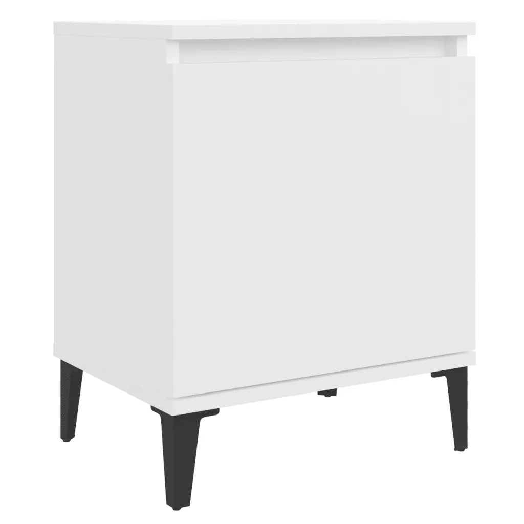 Comodino con Gambe in Metallo Bianco 40x30x50 cm 805833