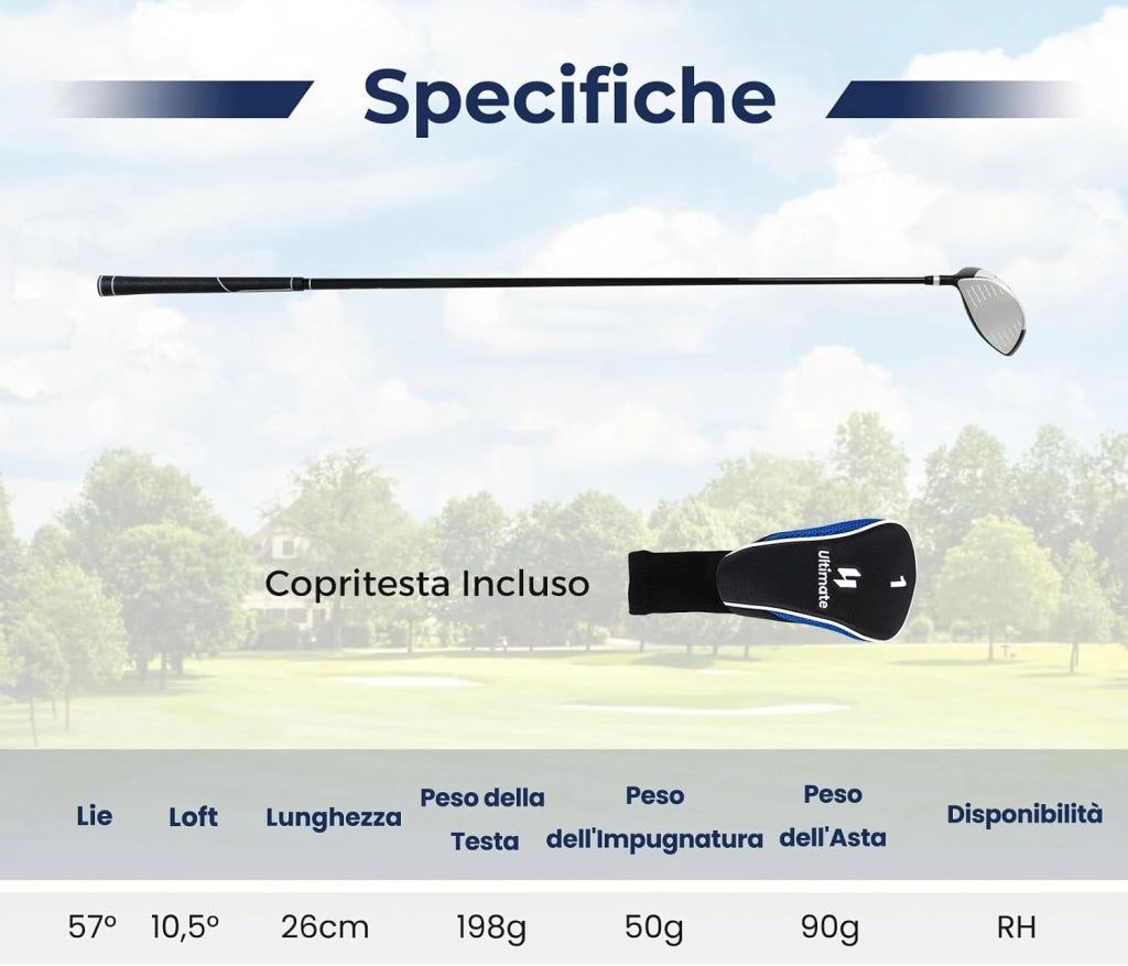 Mazza da Golf Singola, Putter da Golf per Uomo/Donna 460CC, Asta in Carbonio e Impugnatura Antiscivolo in TPR, Ideale per Principianti e Professionisti, Allenamento all'Aperto (10,5)