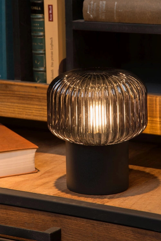 Lampada da tavolo Lucide JANY vetro fumé nero E14 40W