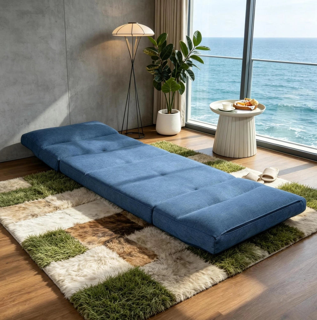Poltrona da pavimento reclinabile blu 5 posizioni 70x72x56 cm