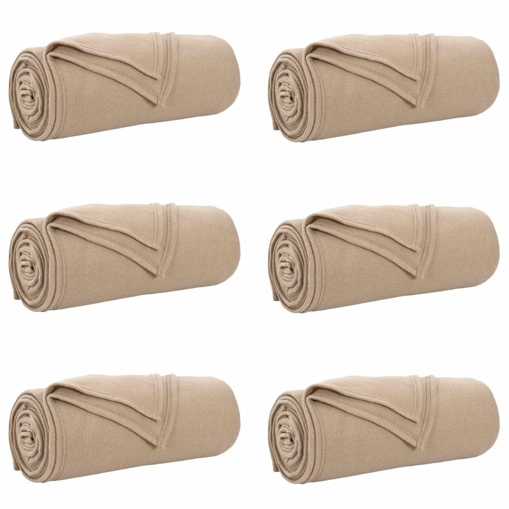 Coperte da Pile 6 pz Cammello 270 x 240 cm Panno