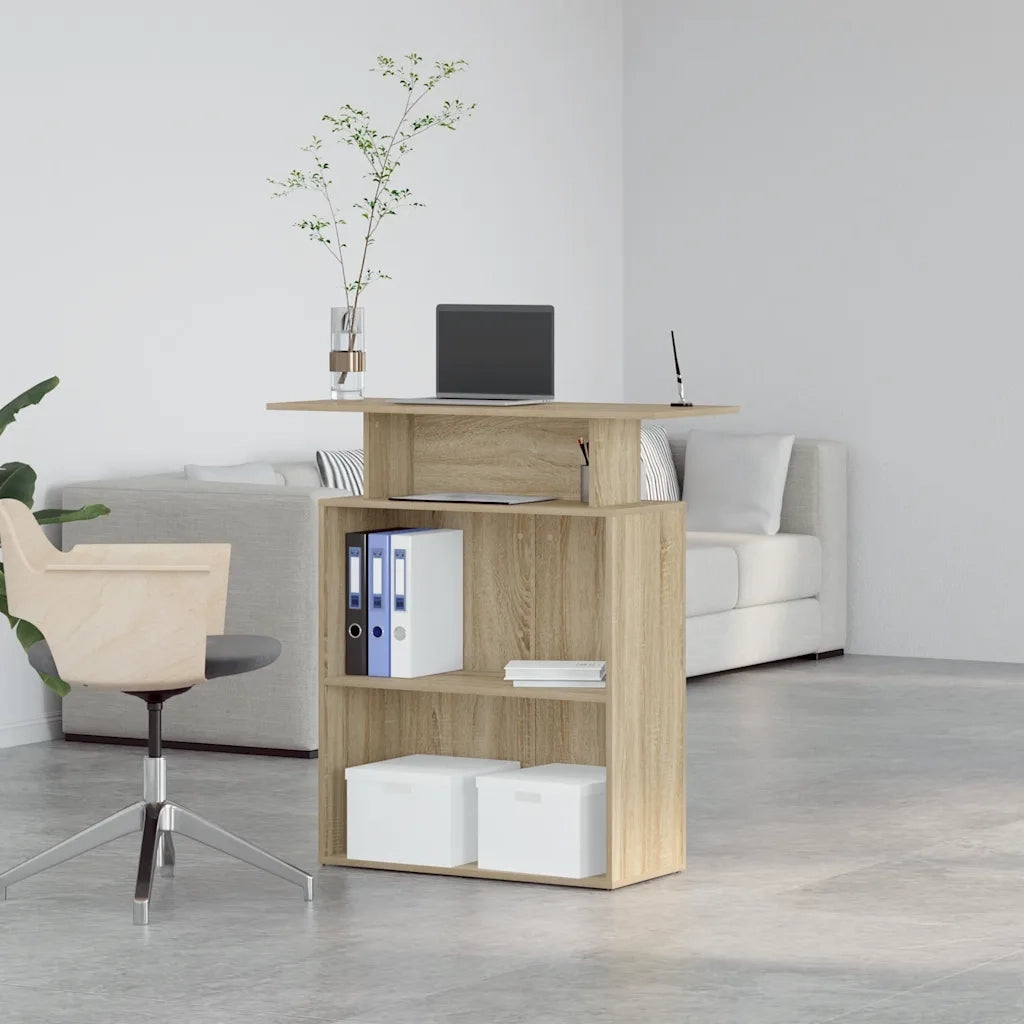 Scrivania per Reception Rovere Sonoma 100x40x104 cm in Legno Massello di Argilla 859053