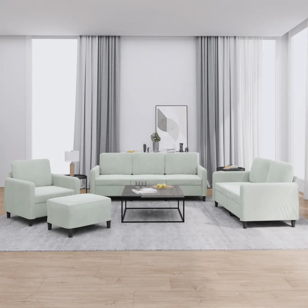 Set di Divani 4 pz Grigio Chiaro in Vellutocod mxl 80228