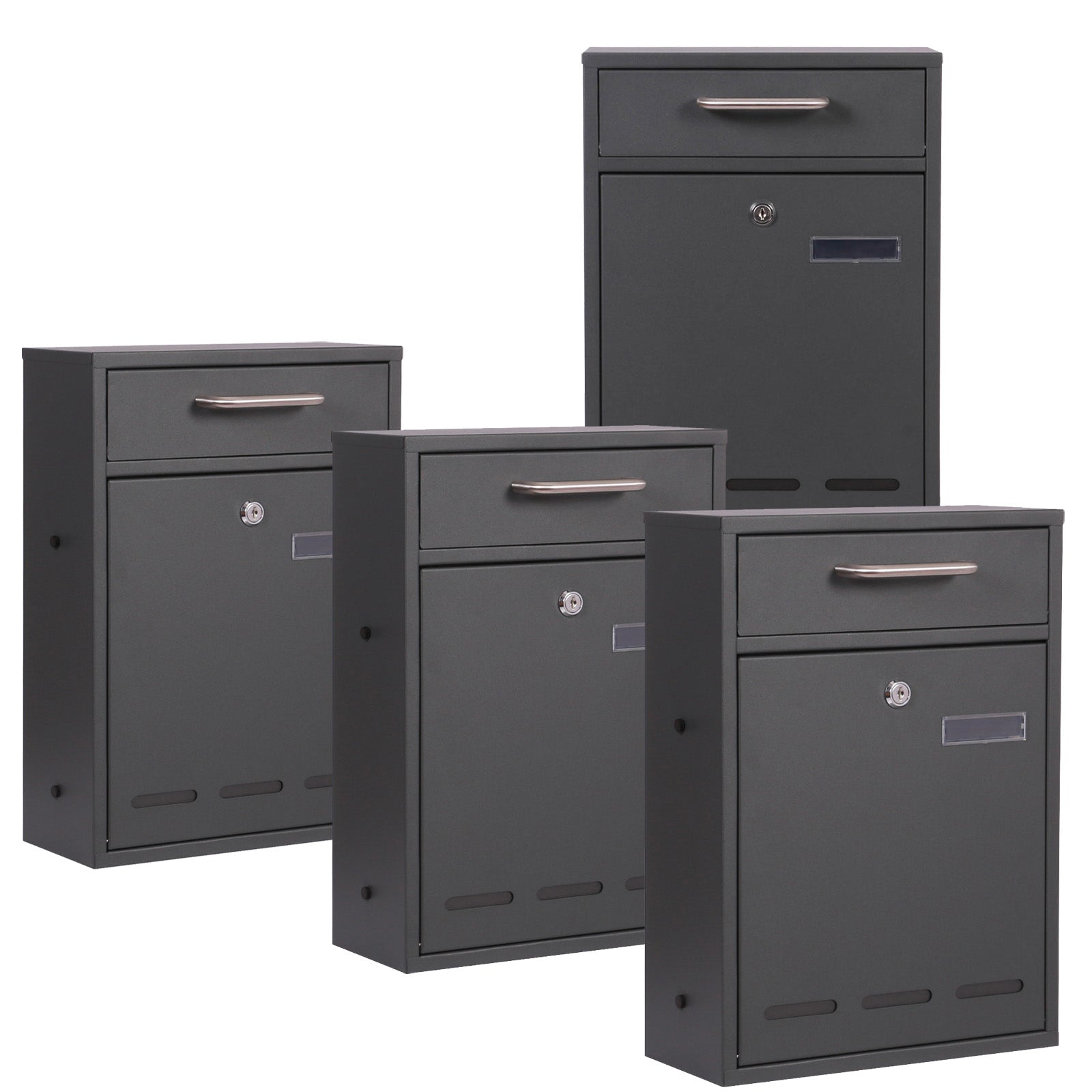 Cassetta delle lettere da terra 2x2 V53 antracite Con supporto e targhetta nome Posta