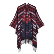 Nuovo scialle da donna in cashmere con spacco e nappe boh¨¦mien.