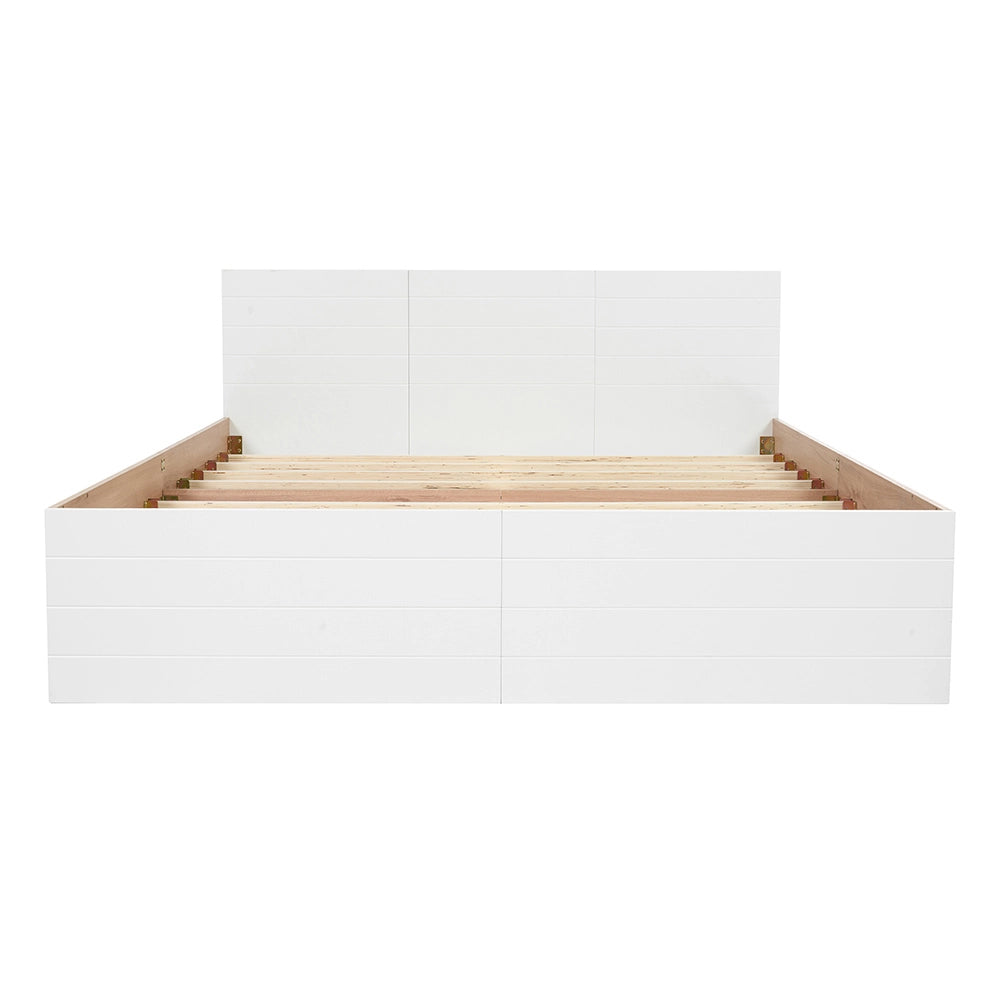 Letto con contenitore - Xylo - 180x200 cm - Bianco - 2 cassetti e rete a doghe