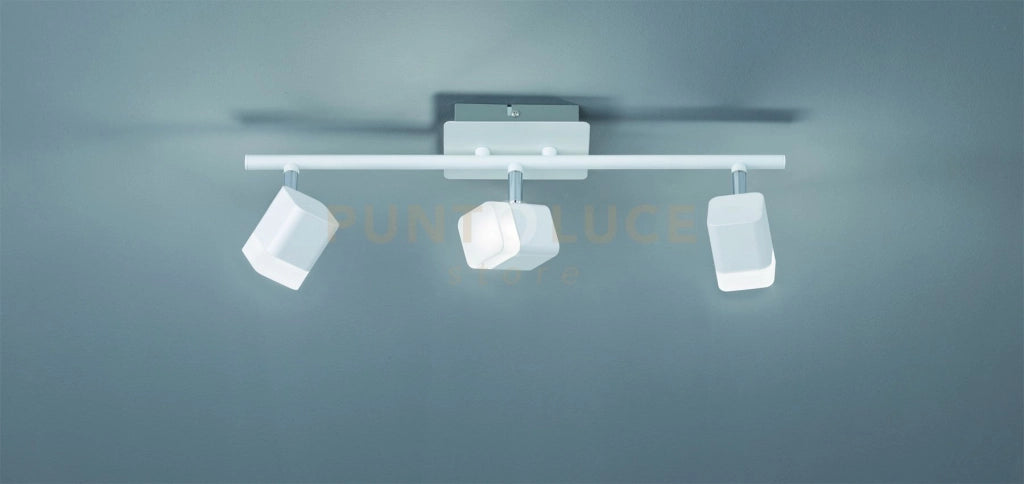 ROUBAIX BARRA 3 SPOTS LED 10,5W 1200lm, 3000K QUADRATI METALLO BIANCO L.48CM