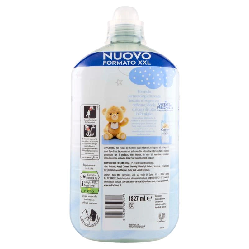 COCCOLINO AMMORBIDENTE CONCENTRATO 87 LAVAGGI DELICATO E SOFFICE NUVOLE DI COTONE 1827ML