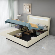 Letto imbottito con testiera regolabile e LED multicolore; 140 x 200 cm; beige