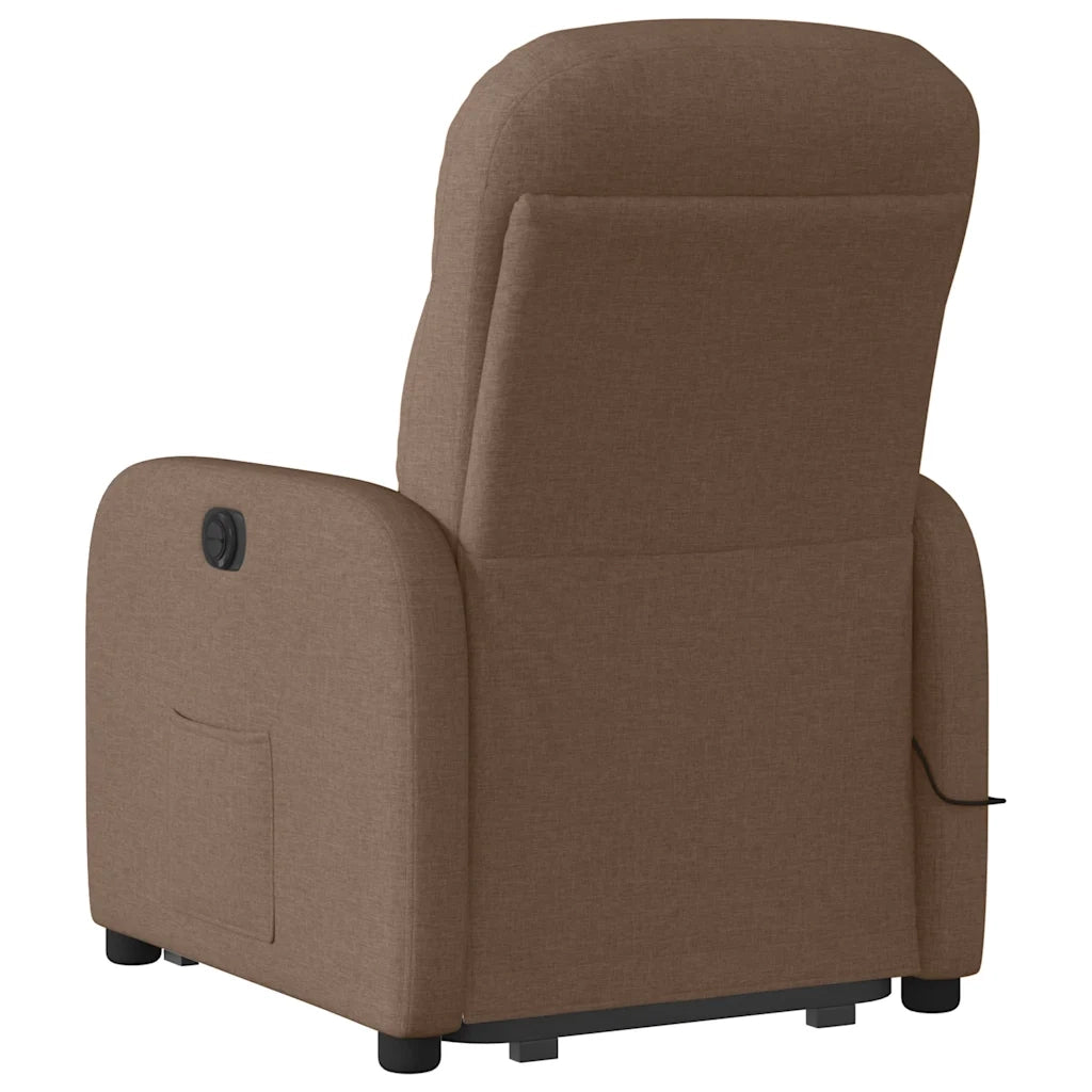 Poltrona Alzapersona Massaggiante | Sedia Relax Reclinabile Marrone Tessuto