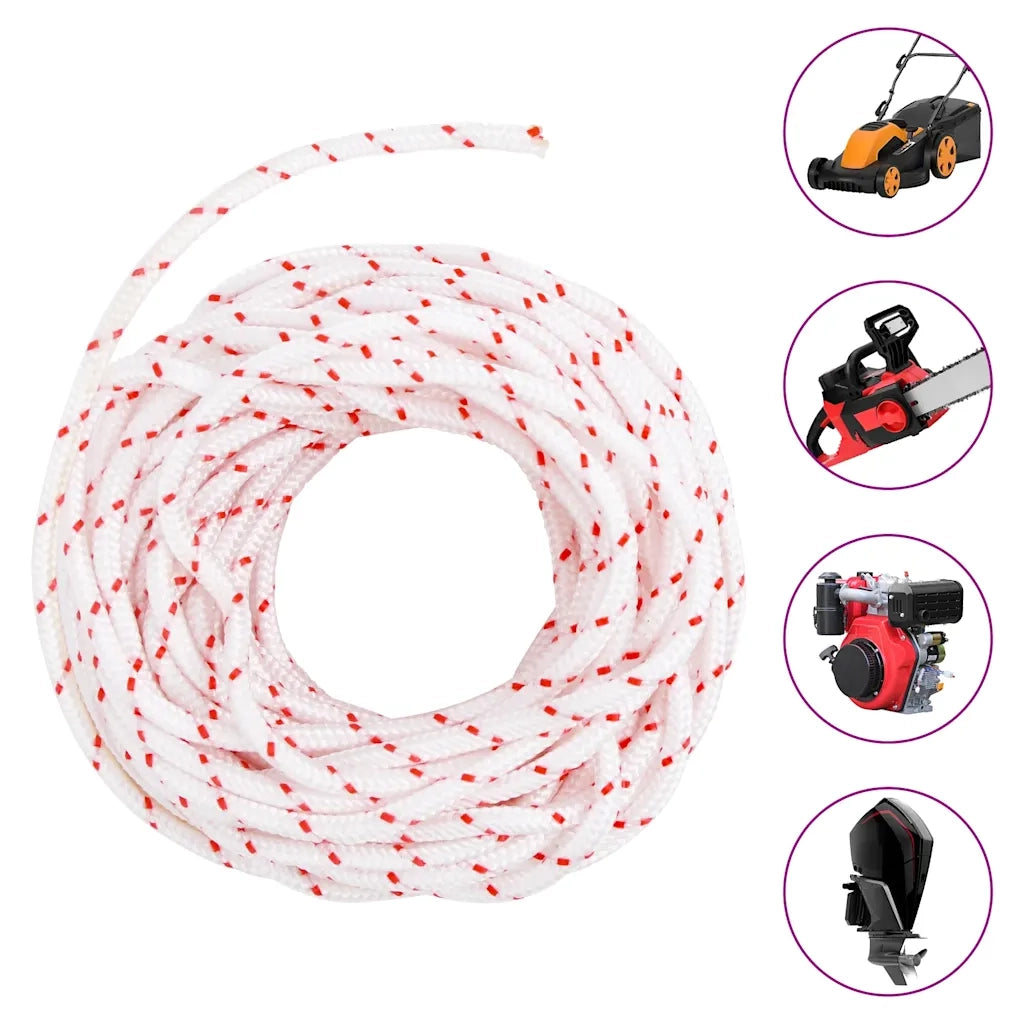 Fune di Avviamento a Strappo Bianco e Rosso Ã˜4 mm 10 m in Nylon
