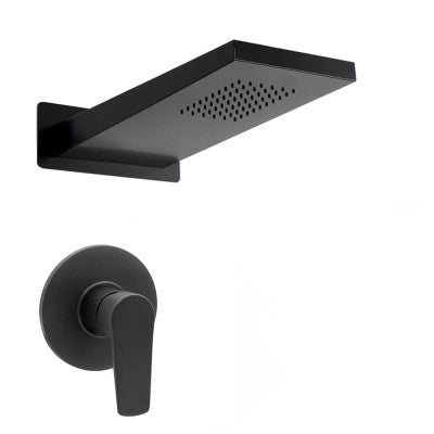 Set doccia incasso Erika nero opaco con soffione doccia a muro inox 22x50