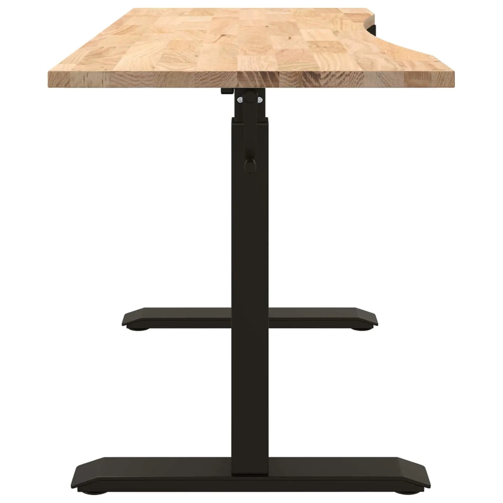 Scrivania Nero e naturale 140 x 60 cm Legno di Quercia Massello 3426552