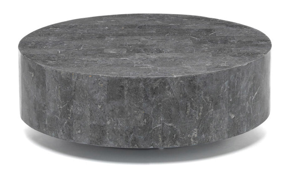 Tavolino da Salotto 85x85xH28 cm in Pietra fossile Round 1 Grigio