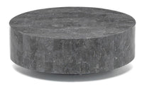 Tavolino da Salotto 85x85xH28 cm in Pietra fossile Round 1 Grigio