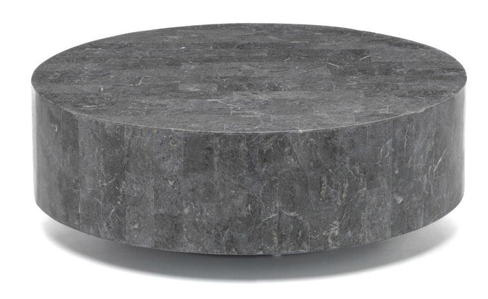 Tavolino da Salotto 85x85xH28 cm in Pietra fossile Round 1 Grigio