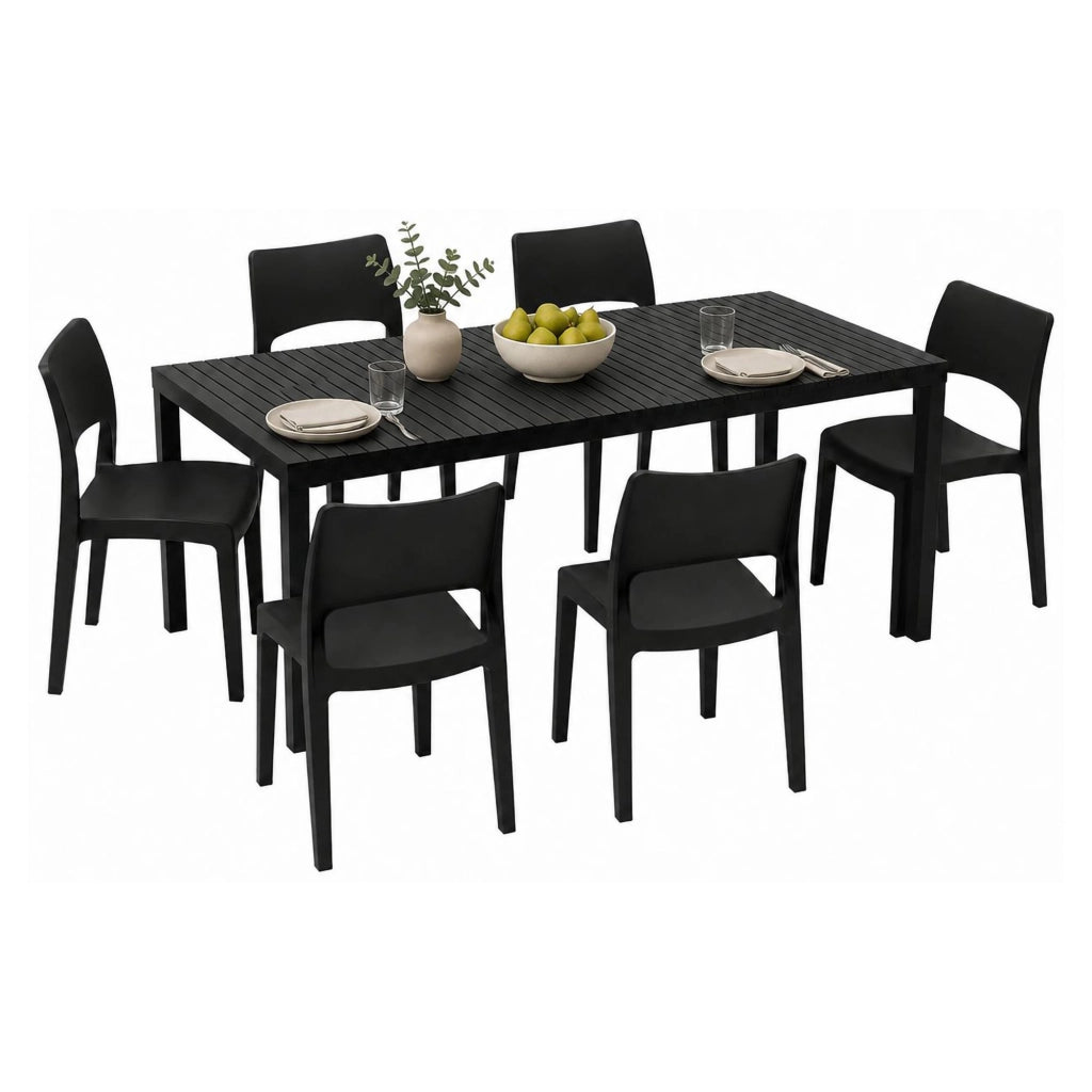 Salottino Outdoor Maseta, set Salotto da Esterno 6 Posti Made in Italy, Nero Antracite