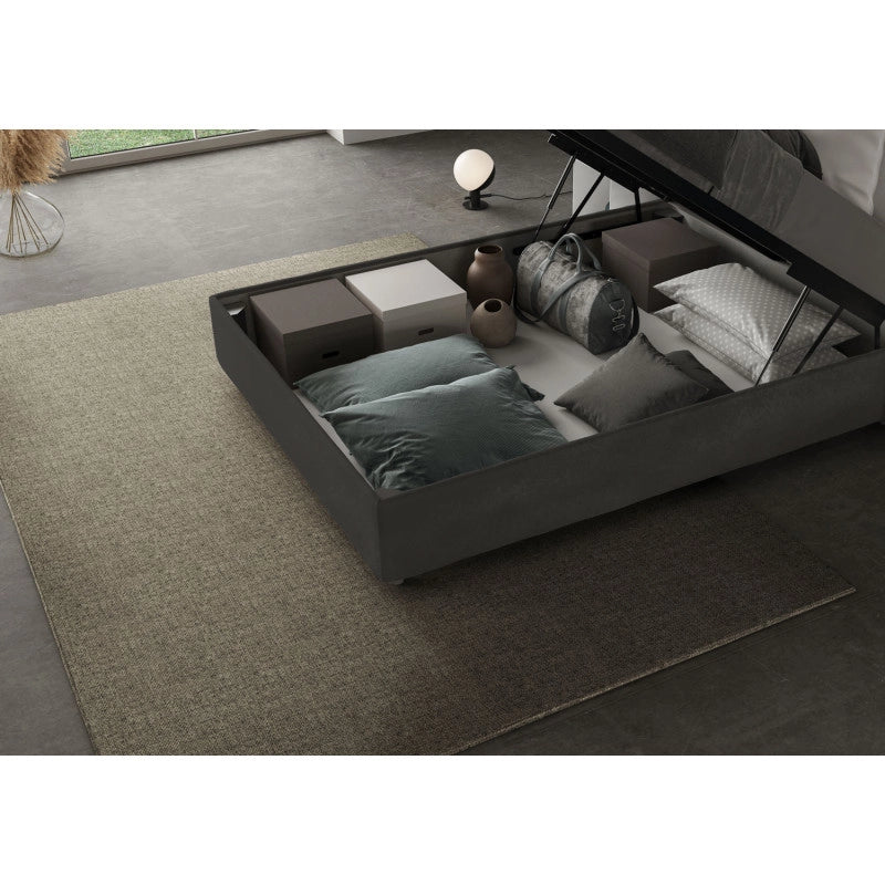 Letto imbottito Piazza e mezzo 110x210 cm Large - Contenitore,Microfibra,Grigio