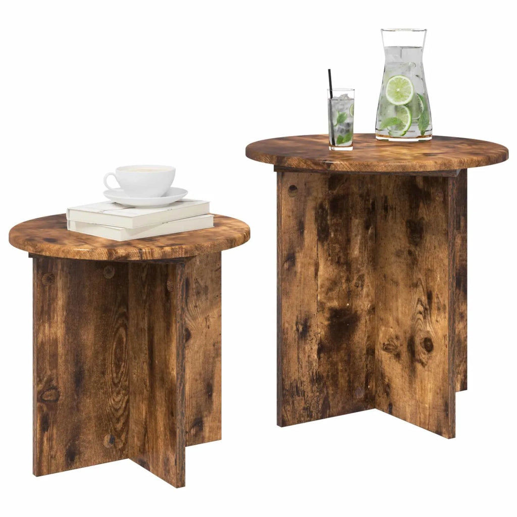 Set tavolini 2 pcs Quercia Affumicata Legno ingegnerizzato 8001015