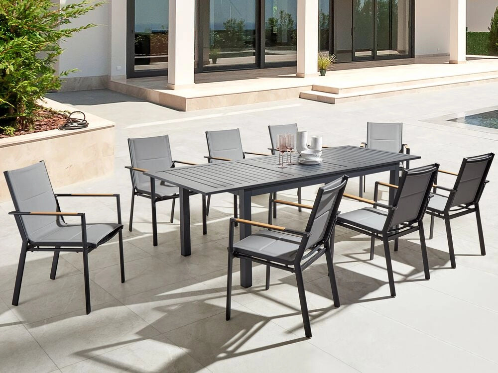 Tavolo da giardino allungabile in alluminio grigio scuro 180/240 x 90 cm Arredo esterno