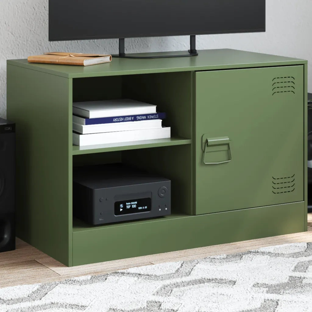 Mobile TV | Armadietto TV | Mobile Porta TV Verde Oliva 67x39x44 cm in Acciaio