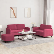 Set di Divani 3 pz Rosso Vino in Velluto
