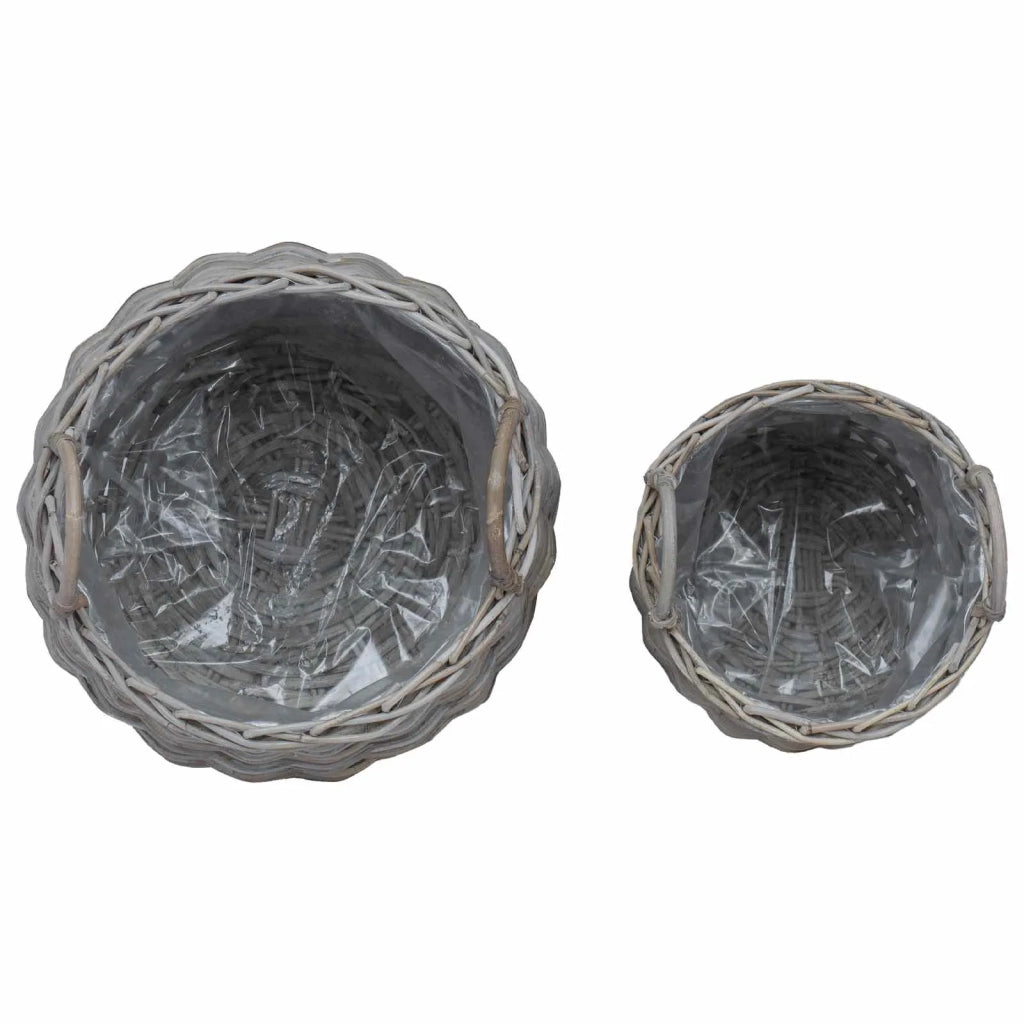 Cestino per piante con archiviazione 2 pcs Grigio Rattan Lacak 42020953