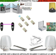 Automatismo Braccio Articolato 2 Motori 220 V Apricancello 5 Metri Automazione 2 Ante da 0,5 Fino a 2,5 Metri Centrale CBR 6 Radiocomandi Fotocellule Selettore