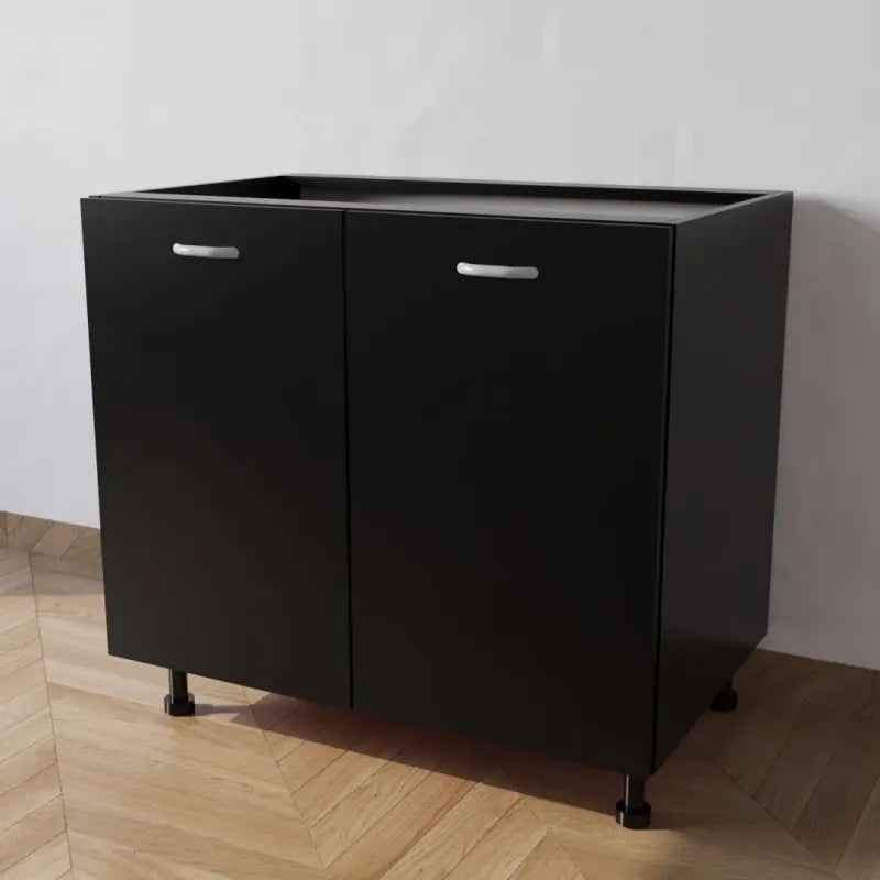 Mobile Base 90 Compreso Di Ante. H 72 Cm L 90 Cm P 55.5 Cm. Spedizione In Kit Nero