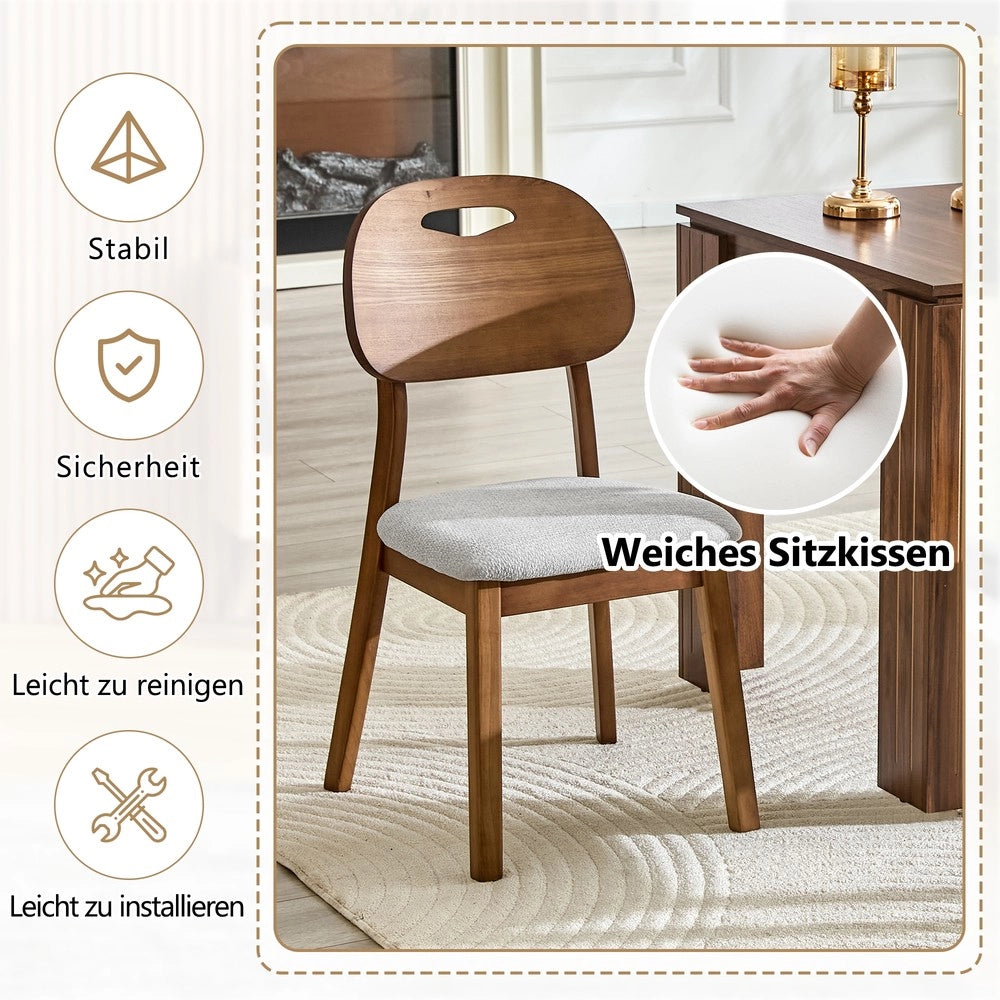 Set 2 Sedie da Pranzo Imbottite con Schienale Ovale ¨C MINIMAL ¨C Legno, Cucina e Soggiorno