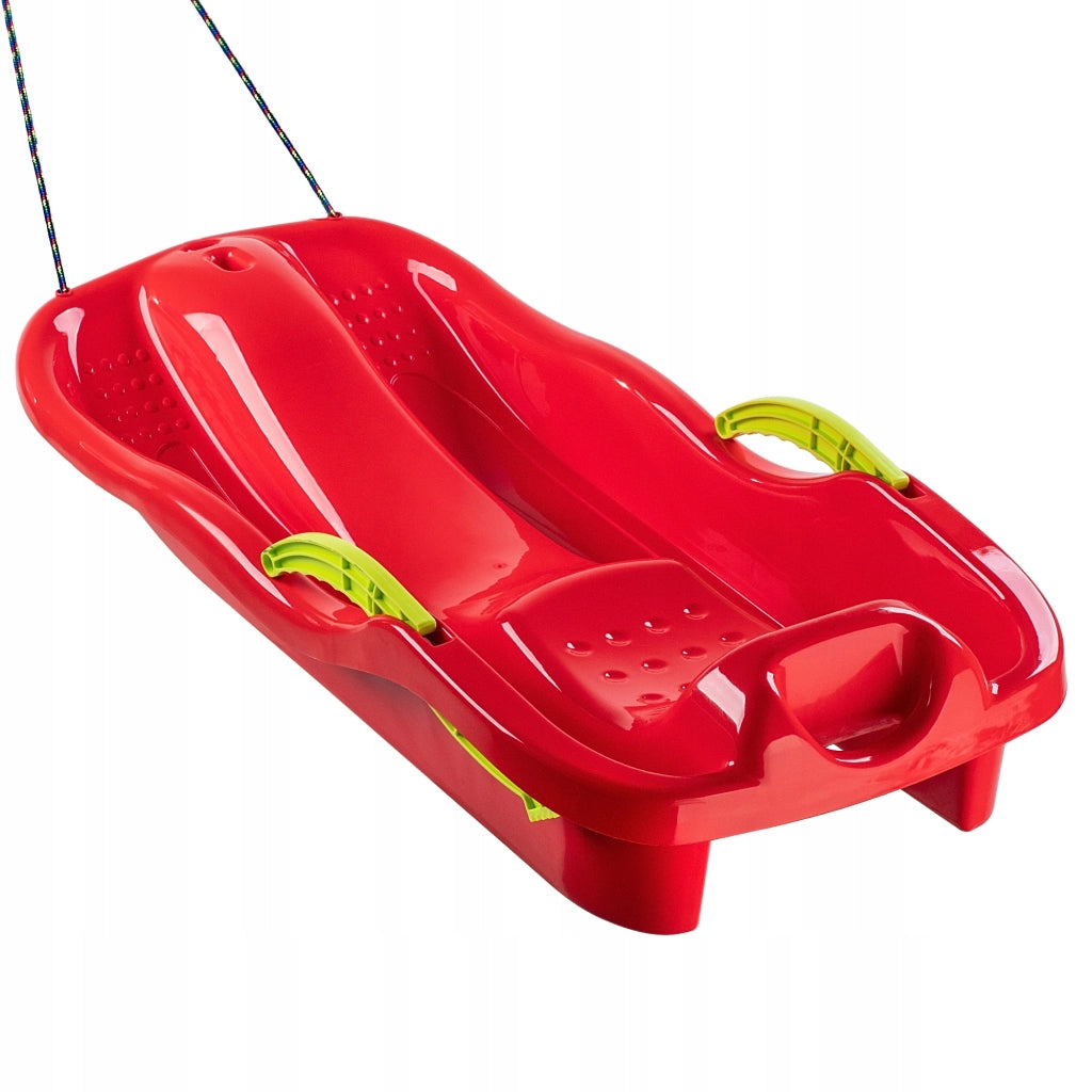 KADAX Slittino con freno e schienale in plastica, grande, con corda