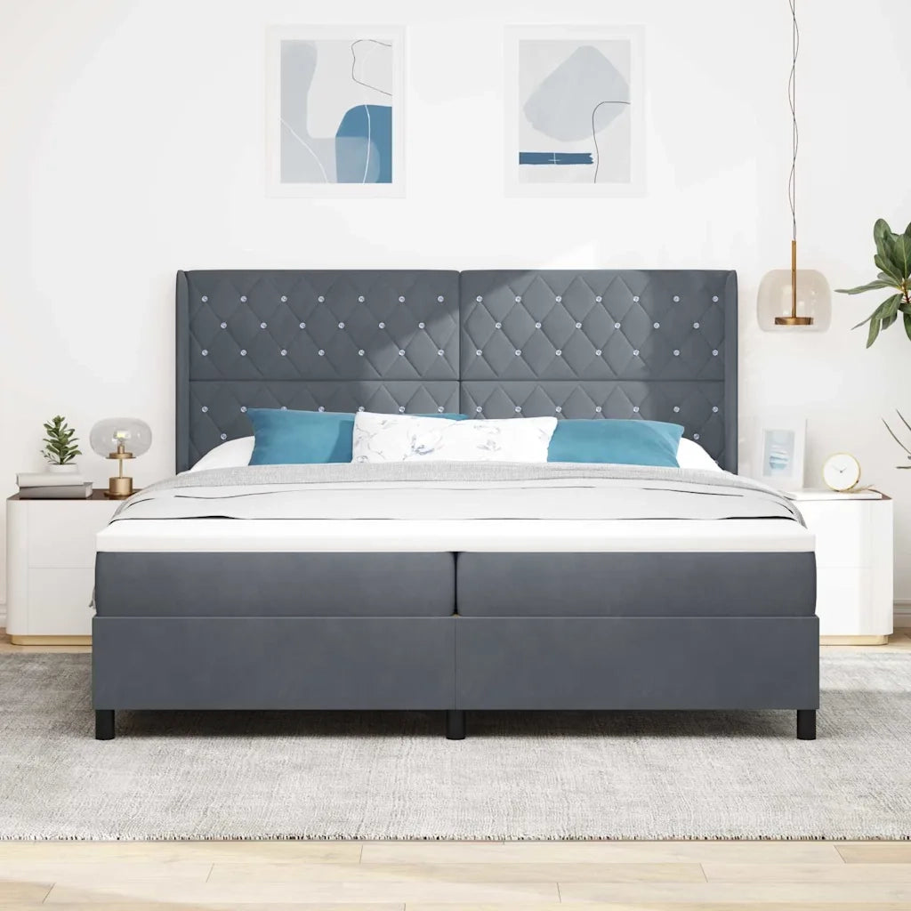 Letto a molle con materasso Grigio scuro 200 x 200 cm Velluto 3343833