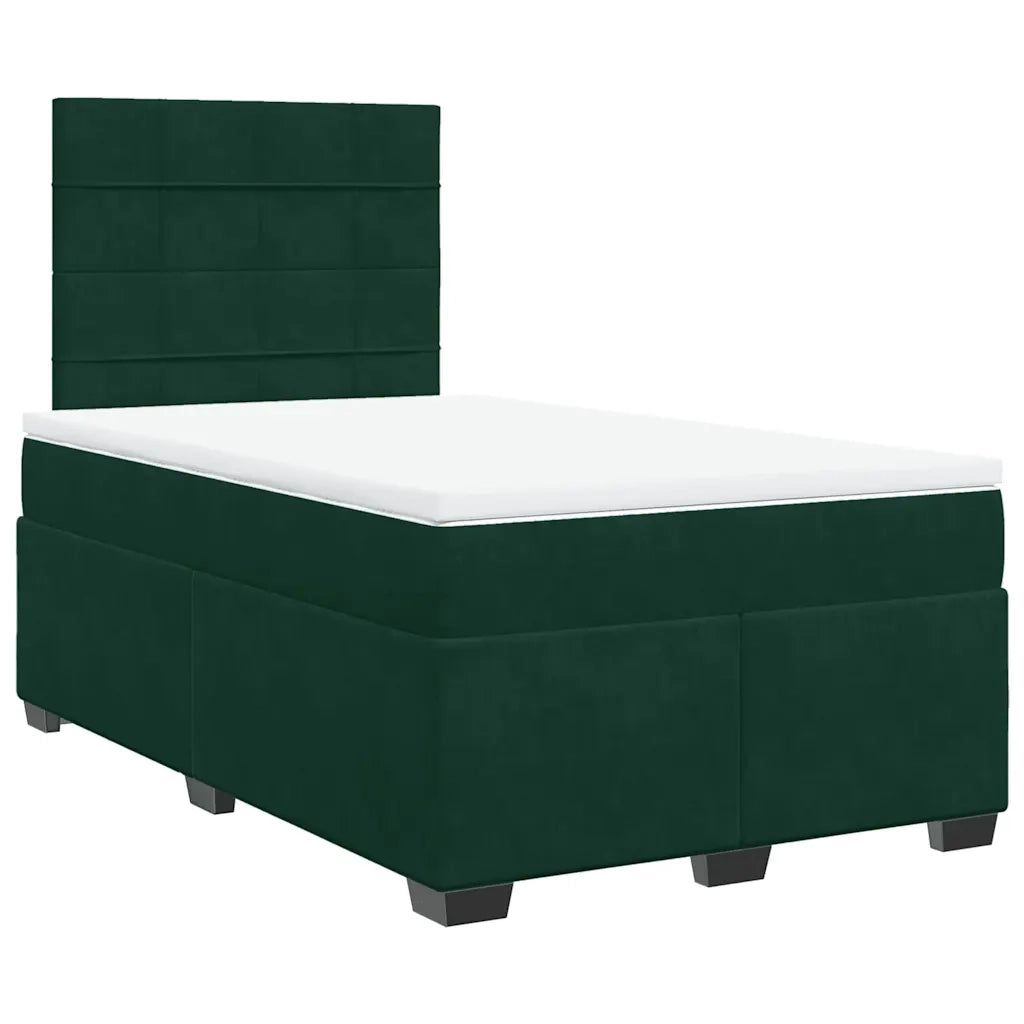 vidaXL Giroletto a Molle con Materasso Verde Scuro 120x190 cm Velluto