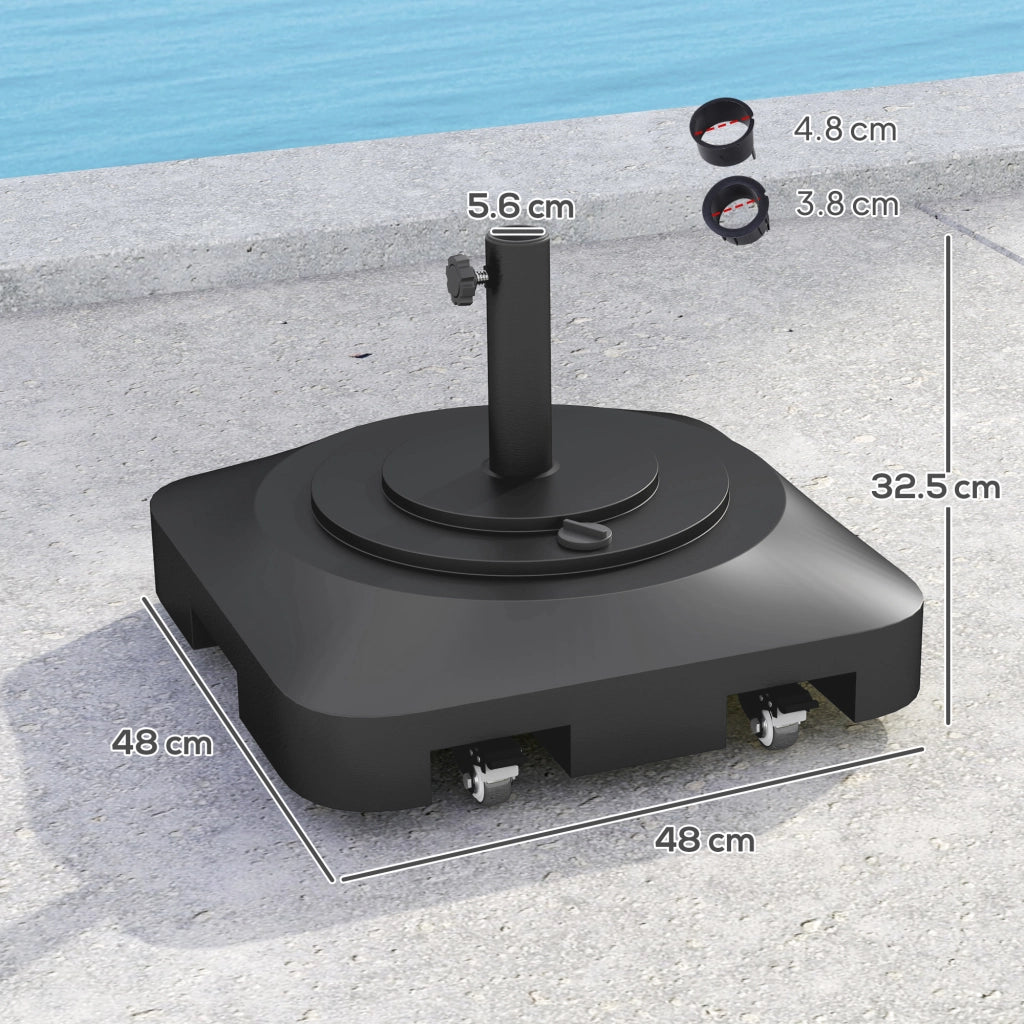 Base per Ombrellone a Rotelle ¨C Zephmum ¨C HDPE, Nero, 48x48x32.5 cm