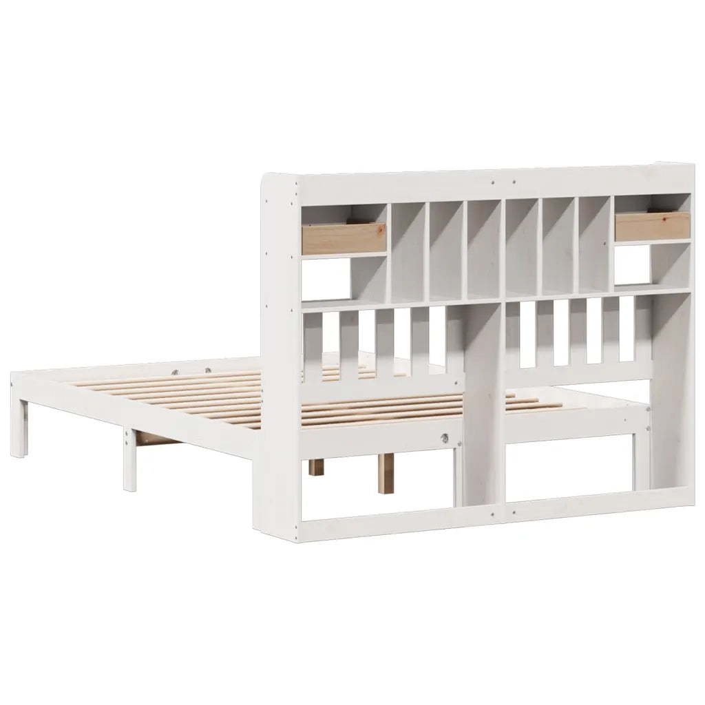 Letto Libreria senza Materasso Bianco 160x200 cm Legno di Pino