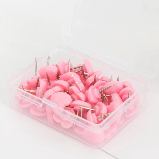 Punti Decorativi a Forma di Cuore - 50 Pezzi - Rosso/Rosso - Punti Decorativi a Spinta - Accessori per Ufficio/Scolastico - Materiale di Plastica
