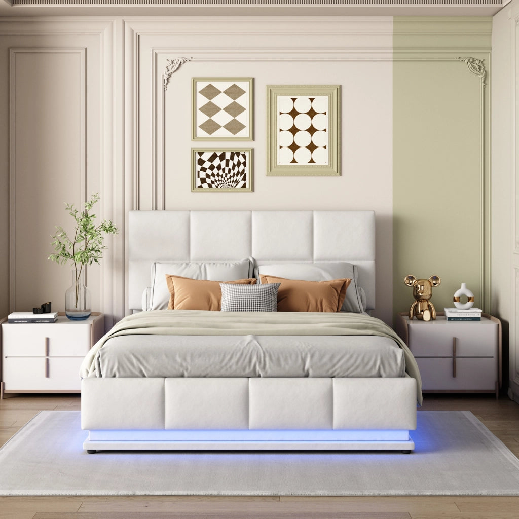 letto imbottito ecopelle bianco 140 x 200 cm